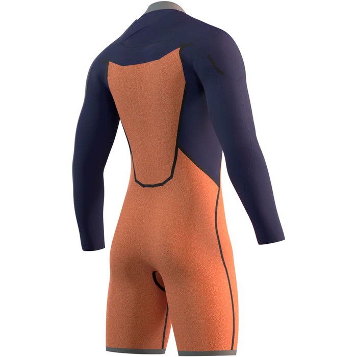 2024 Mystic Mens Marshall 3/2mm Long Sleeve Chest Zip Shorty Wetsuit 35000.2301211 - Navy / Red